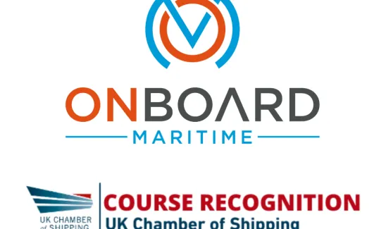 Onboard Maritime logo and UK Chamber of Shipping Course Recognition logo