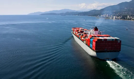 Container ship at sea