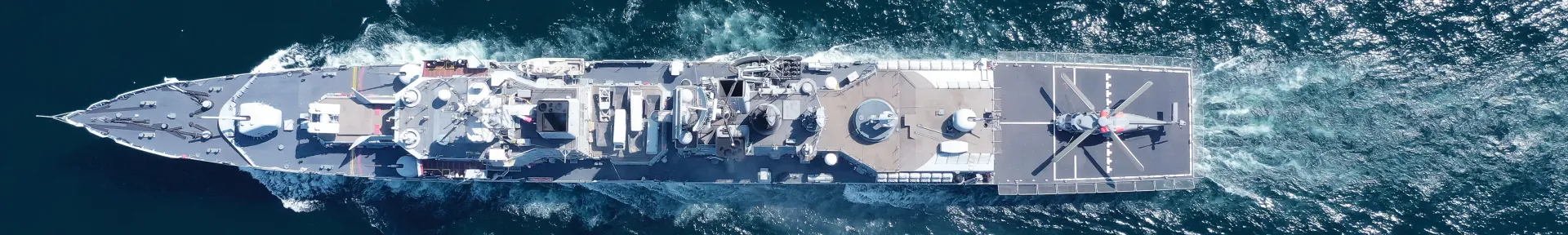 Royal Navy ship from above