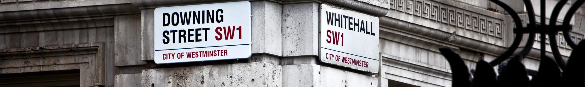 Downing street and Whitehall street signs