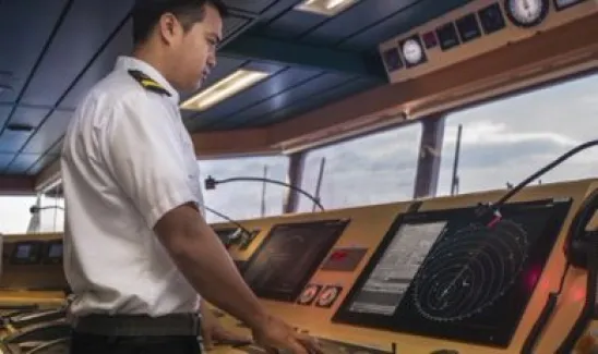 Seafarer on bridge of a ship